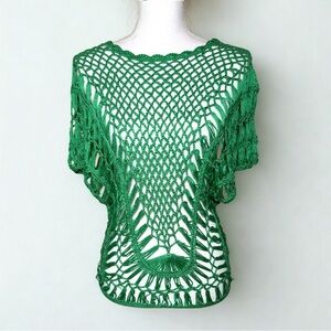 POL Green Crochet Top Women Size Small